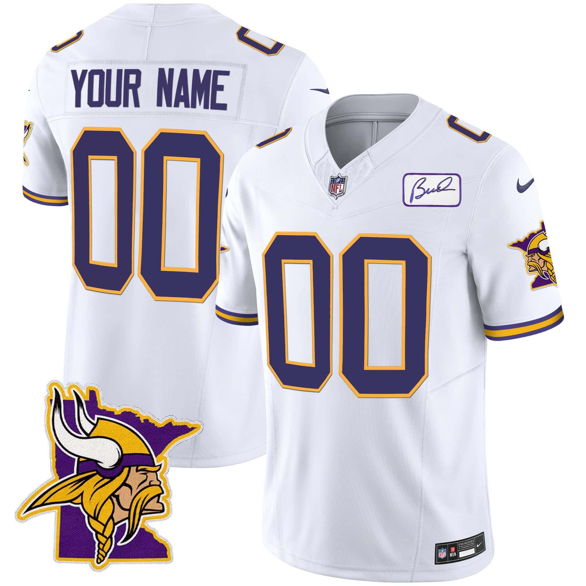 Men Minnesota Vikings White 2024 Nike Patch Classic Limited Custom NFL Jersey